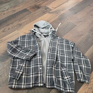 Gray Plaid Hooded Jacket Womens Altard State